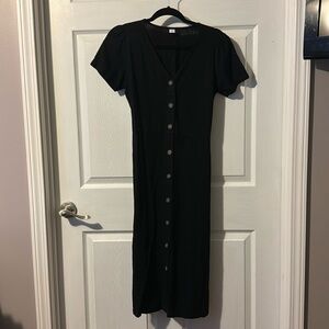 Old Navy Midi V-Neck Button Up Dress